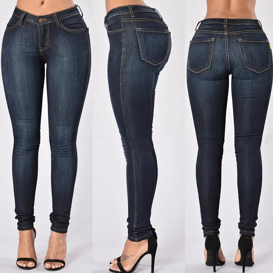 Stylish Pants Durable Women Pants Button Breathable Women High Waist Skinny Jeans