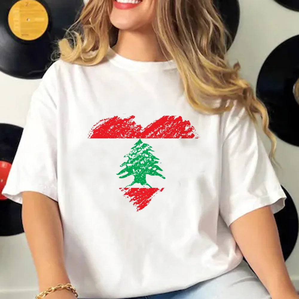 Lebanon tshirt women Y2K graphic pattern t shirt female anime clothes