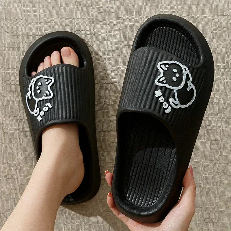 Women Soft Sole House Slippers 2024 Summer Beach Thick Platform Slipper Sandals Women Korean Eva Slippers Couple Home Flip Flop