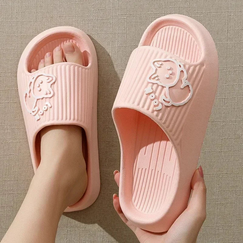 Women Soft Sole House Slippers 2024 Summer Beach Thick Platform Slipper Sandals Women Korean Eva Slippers Couple Home Flip Flop