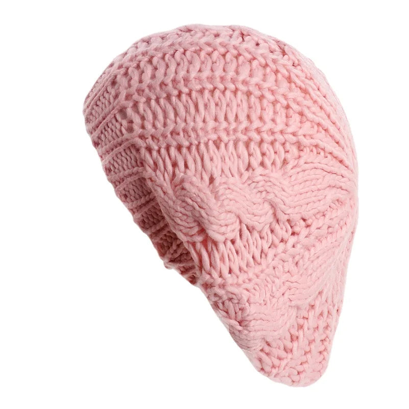 Winter  Knitted  Beanie Hat  For Women  Lady 's Twist knitting Beret   Winter  Solid  Skullies & Beanies