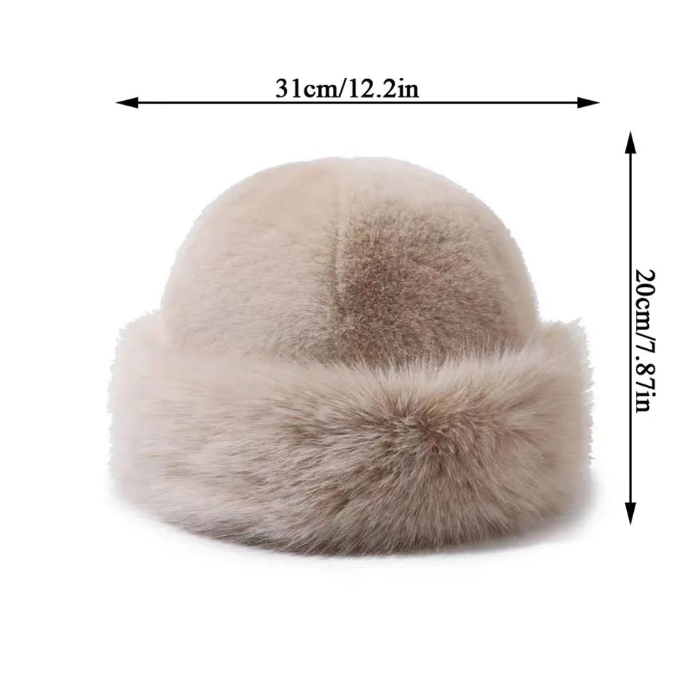 New Women Warm Thick Bucket Hats Fluffy Fur Panama Cap Plush Windproof Ear Protection Caps Solid Luxury Fisherman Hat 2024