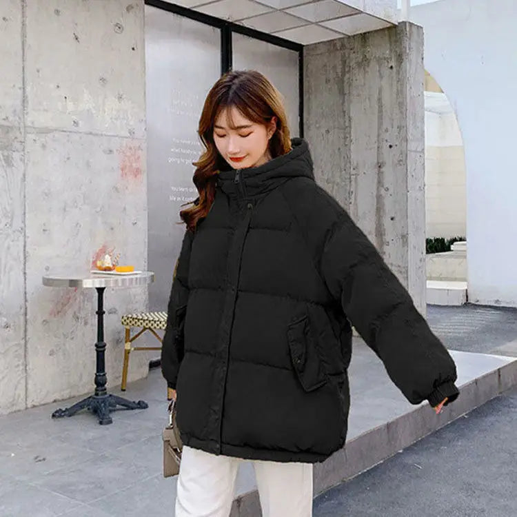 Streetwear Oversize Hooded Warm Women's Winter Jacket Solid Color Parka Fashion Casual Winter Coats For Woman