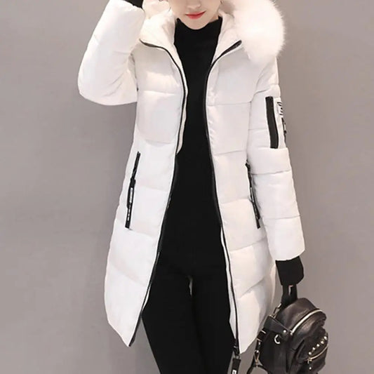 Manteau en coton à capuche pour femme Manteau d'hiver à capuche Manteau d'hiver en coton élégant pour femme Épais Coupe-vent Chaud avec capuche Poches zippées