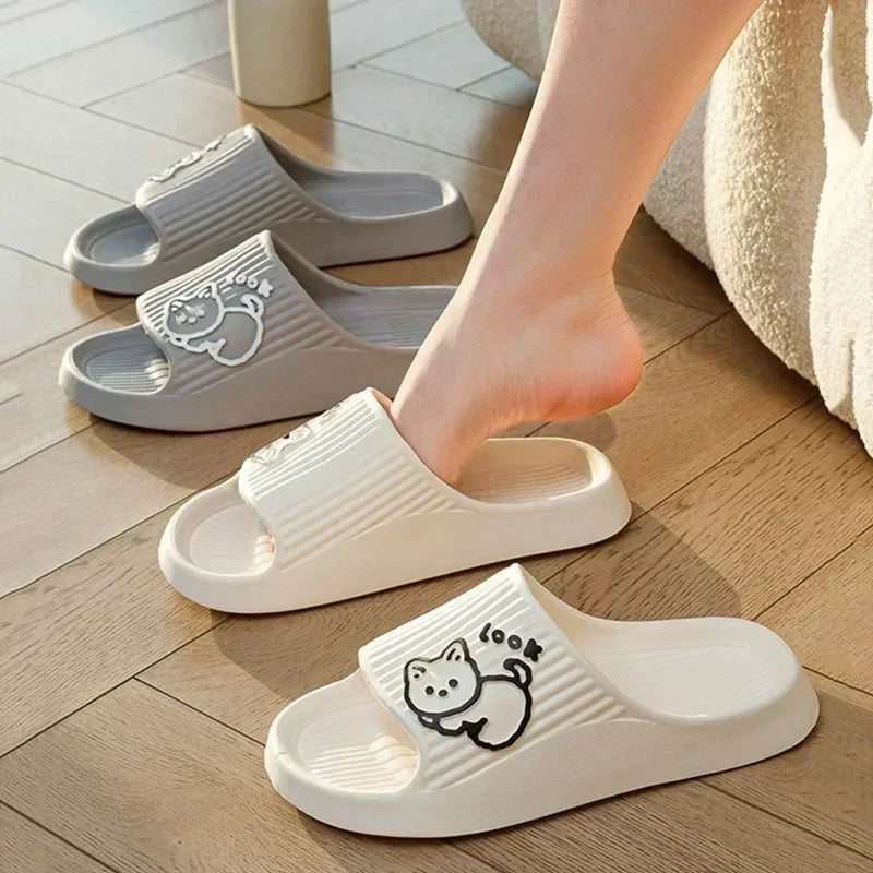 Women Soft Sole House Slippers 2024 Summer Beach Thick Platform Slipper Sandals Women Korean Eva Slippers Couple Home Flip Flop