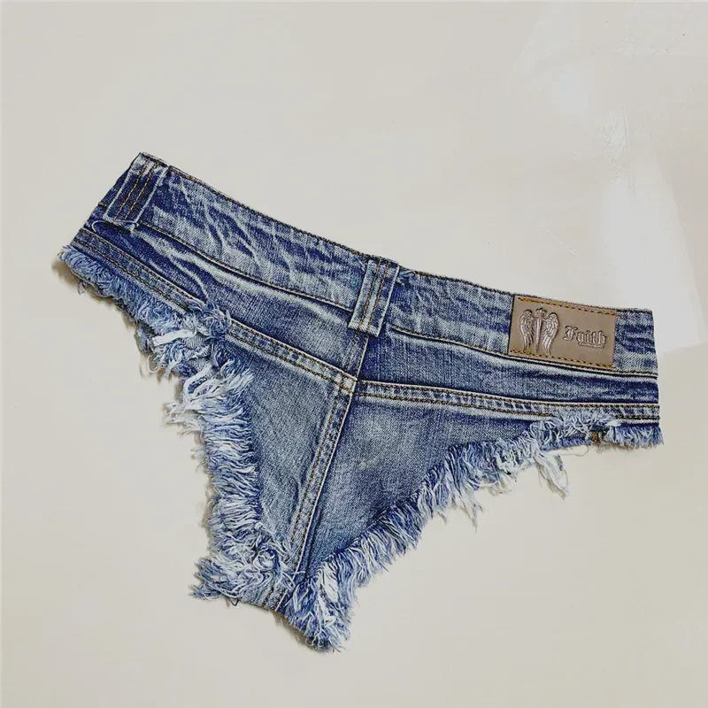 Low Waist Shorts Mini Hot Jeans Dance Thong Bar Shorts Denim Beach Casual Lady