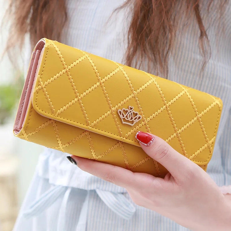 Wallets For Women Cute Pink Pocket Womens Wallets Purses Plaid Pu Leather Long Wallet Hasp Phone Bag Money Coin Pocket Bag