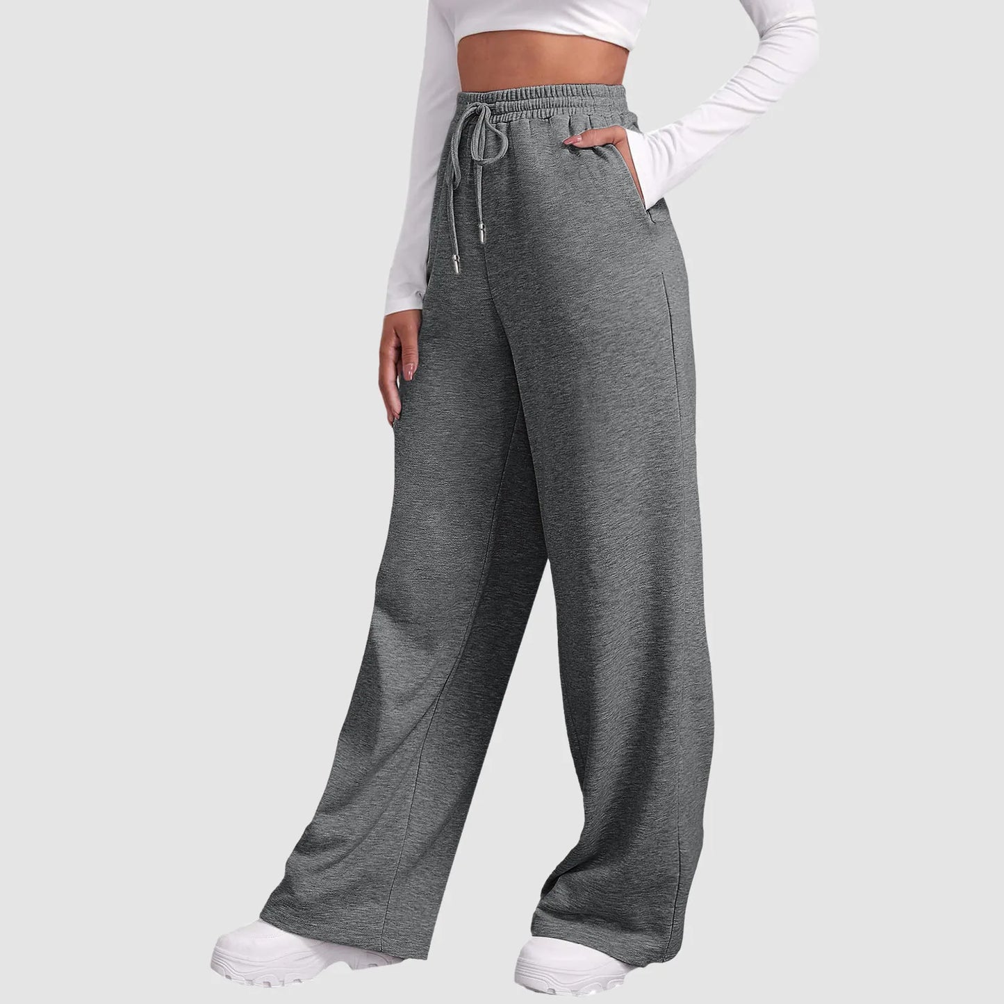 Sweatpants For Women’S Fleece Lined Straight Pants Bottom All-Math Fitness Joggers Travel Basic Wide Leg Pants Trousers Pantalon