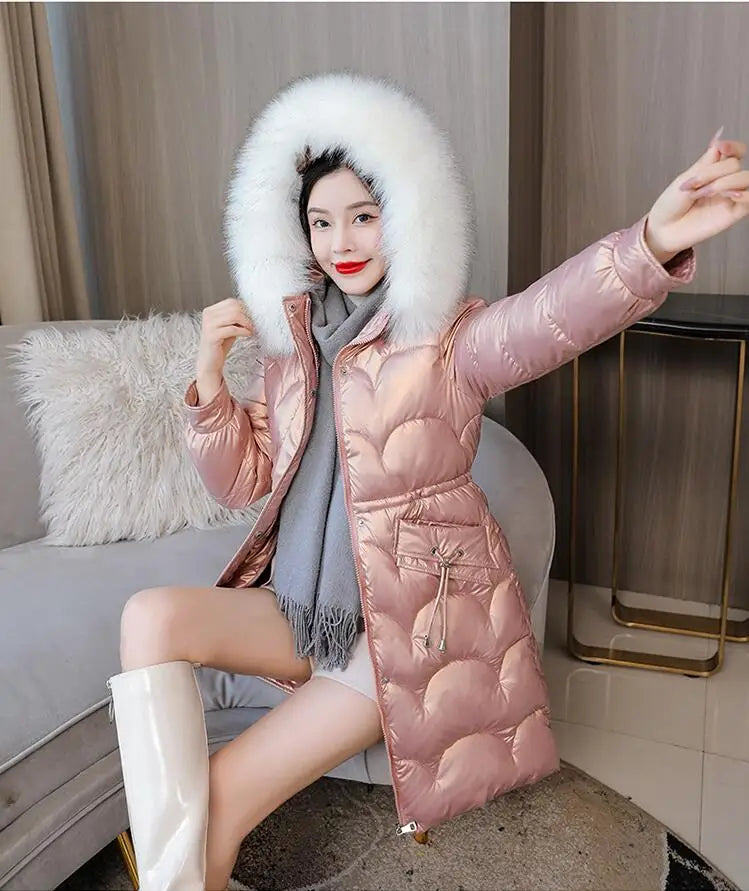 Nouvelle Veste D'hiver Parkas Femmes Manteau Col De Fourrure À Capuche Pardessus Femme Veste Épaisse Chaude Coton Rembourré Puffer Parka Vêtements D'extérieur