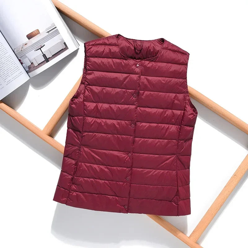 Nouveau Printemps Automne À La Mode Vêtements D'extérieur Chauds Gilets Légers Femmes Gilet Portable Chaud Sans Manches Doublure Décontracté