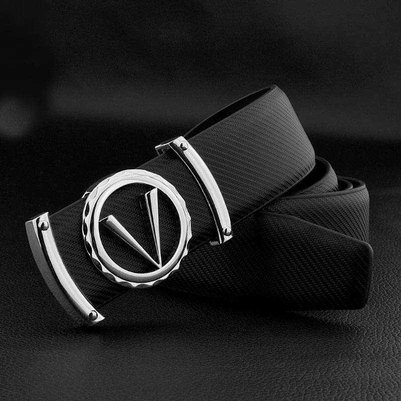 Ceinture de luxe en cuir véritable de haute qualité pour homme, 3,3 cm, avec lettre V, en cuir de vache, blanche