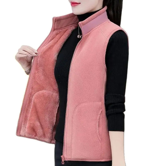 Automne Hiver Femmes Double Face Gilet Manteau Nouvelle Sans Manches Veste Courte Femmes Chaud Manteau De Base Femme Gilet Hauts Vêtements