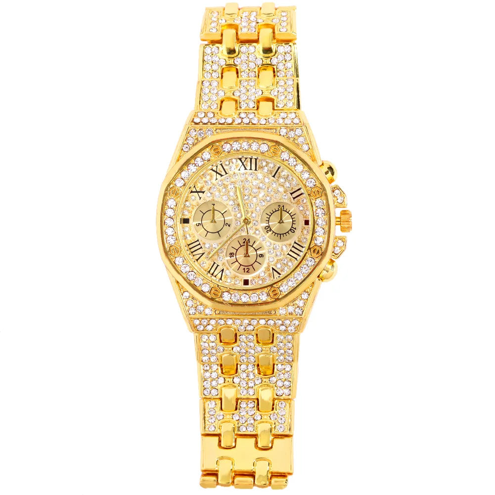 Montres à la mode entièrement glacées pour hommes et femmes, montre carrée en acier inoxydable, strass de luxe, montre à quartz carrée, cadeau de fête Hip Hop