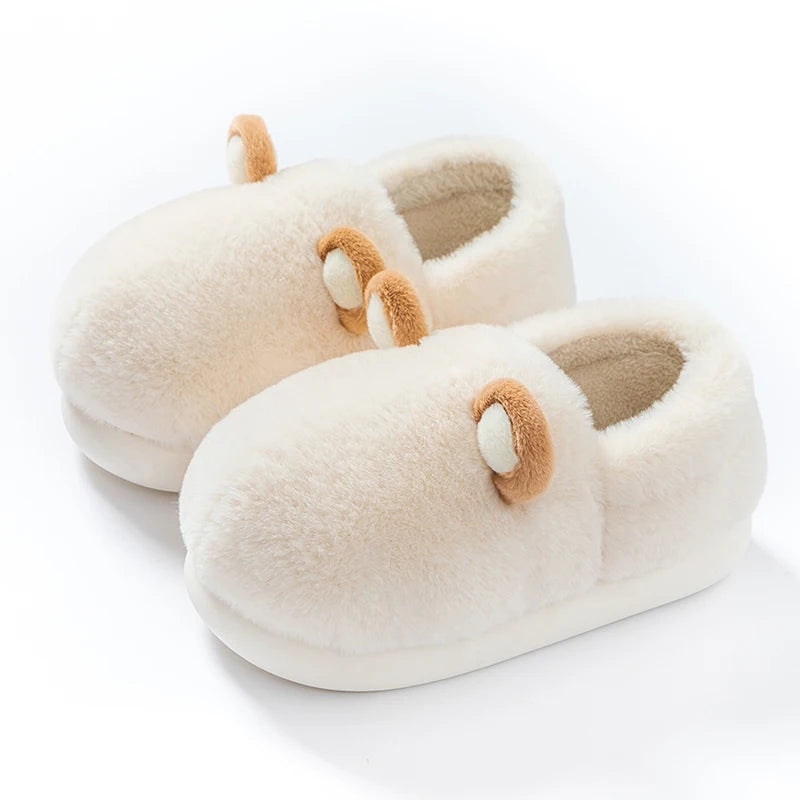 Chaussons en coton pour femmes en hiver, semelles souples et épaisses pour l'intérieur, antidérapants et chaussures en coton peluche pour hommes en hiver