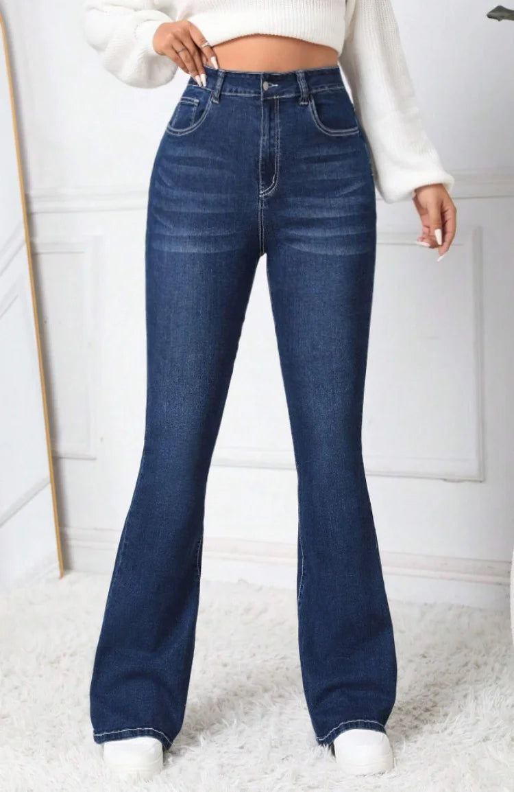 Nouvelles Femmes Taille Haute Boot Cut Jeans Mode Slim Fit Stretch Papillon Brodé Flare Jeans Pantalon Skinny