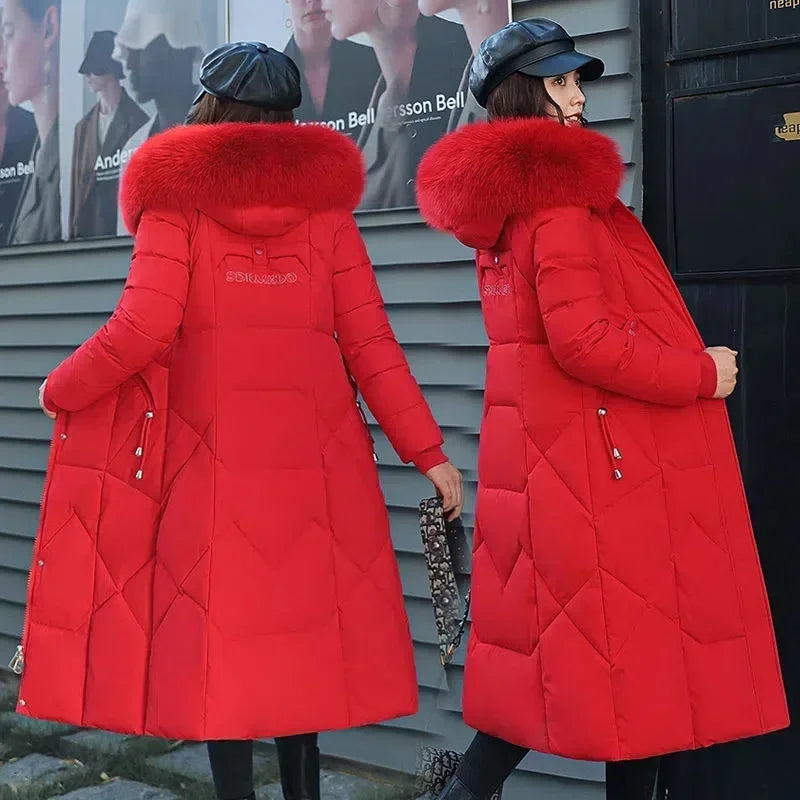 Nouveau Manteau De Neige Parkas Veste D'hiver Femmes À Capuche Col De Fourrure Parka Épais Chaud Femmes Vestes Étudiant Manteaux Femmes Vêtements