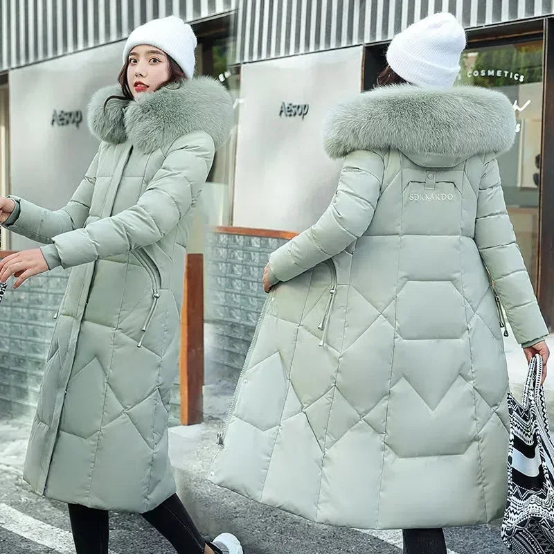 Nouveau Manteau De Neige Parkas Veste D'hiver Femmes À Capuche Col De Fourrure Parka Épais Chaud Femmes Vestes Étudiant Manteaux Femmes Vêtements