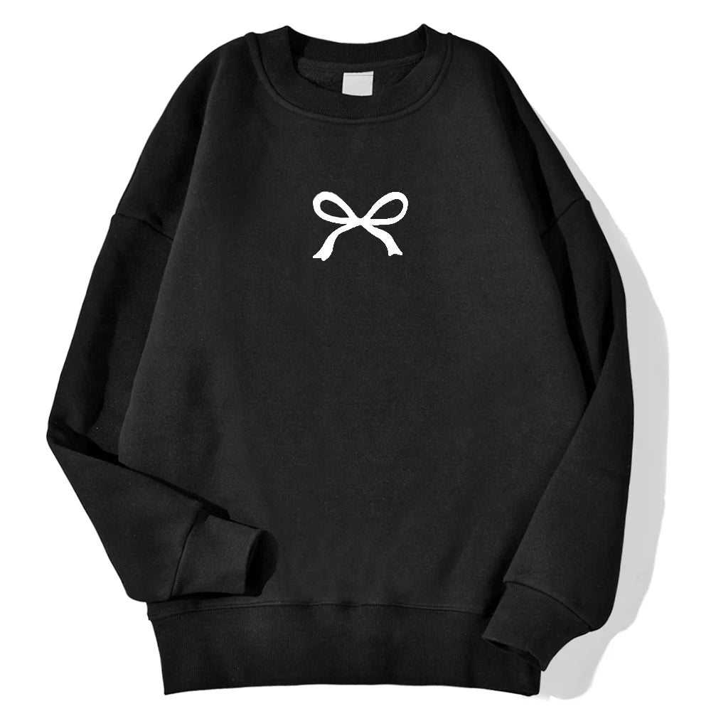 Sweat-shirts décontractés pour femmes Kawaii Bow imprimés graphiques pull confortable chaud surdimensionné sweat à capuche automne polaire doux vêtements féminins