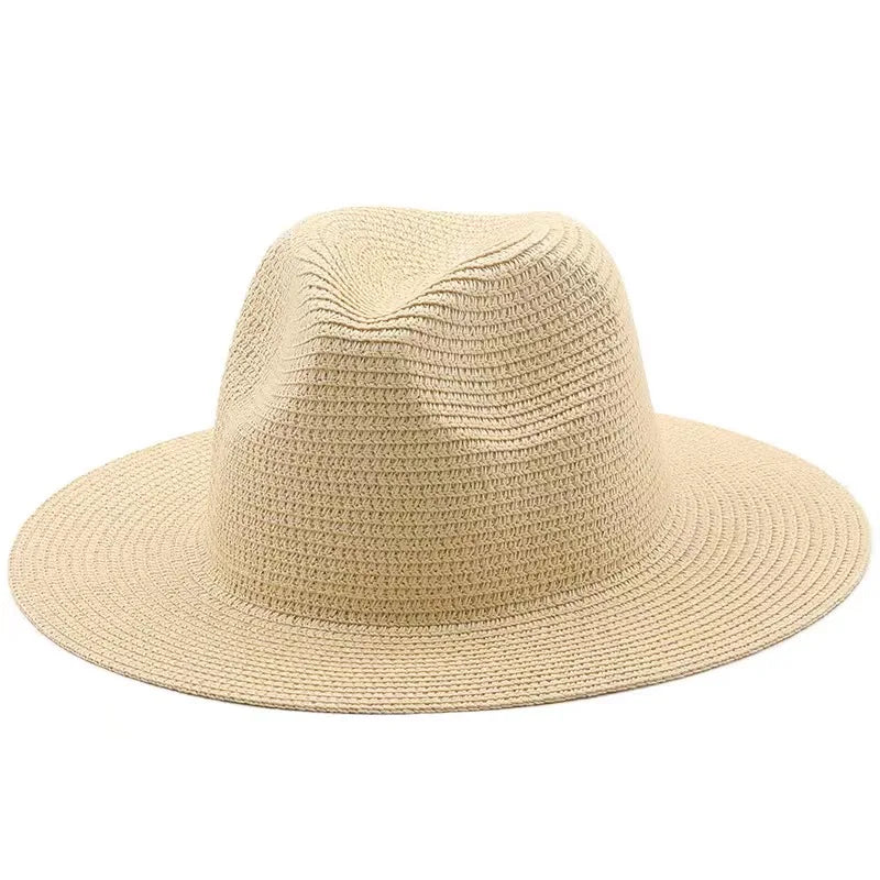 Large Size 56-58 59-60cm New Natural Panama Straw Hat Summer Men Women Wide Brim Beach UV Protection Fedora Sun Hat Wholesale