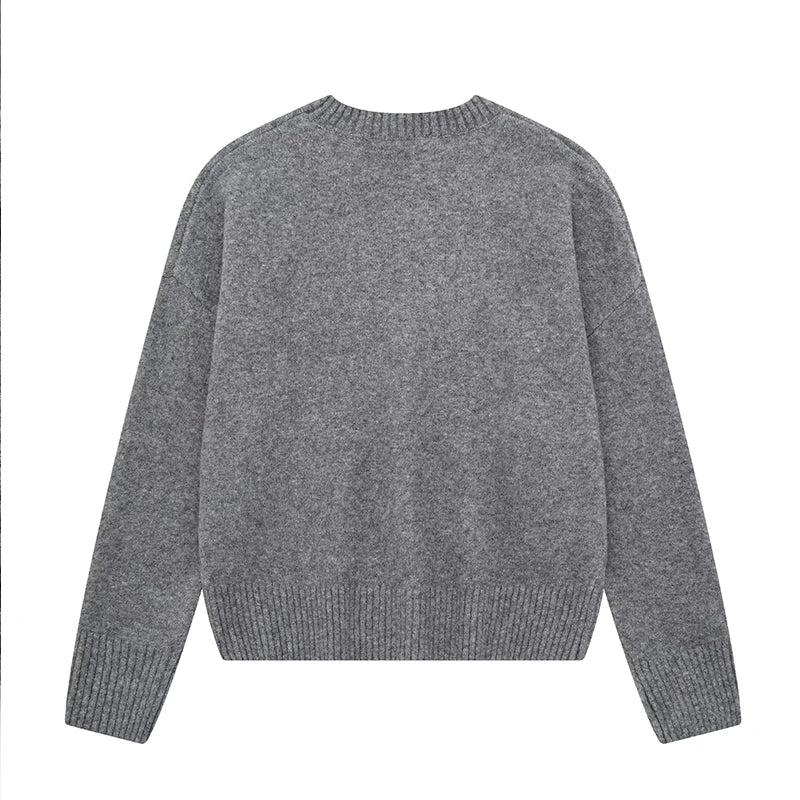 Pull à manches longues et col rond pour femme, tricot simple et chaud, doux et chic, pour l'hiver