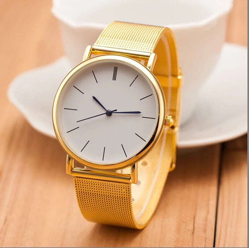 New Famous Silver Casual Geneva Quartz Watch Women Metal Mesh Stainless Steel Dress Watches For Gift Relogio Feminino Hot Clock