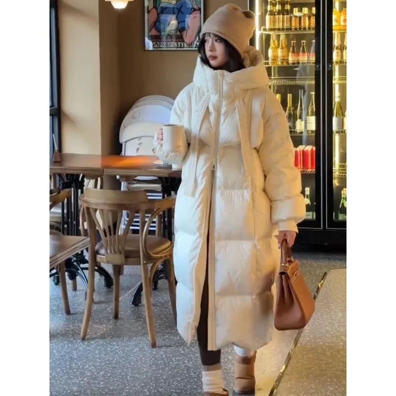 Hiver Nouvelles Femmes Coton Vêtements à Capuche Longueur Version Lâche Vêtements D'extérieur Minceur Col Montant Manteau Mode Chaud Décontracté Parkas