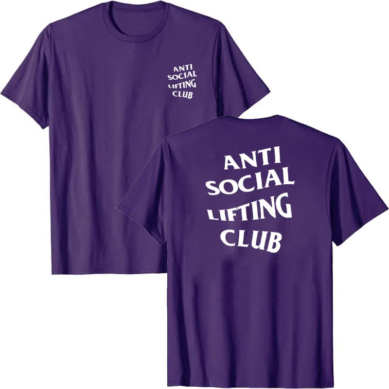 T-shirt Anti Social Lifting Club Exercice Fitness Sports Lettres Imprimées Dictons T-shirt Graphique Hauts Basiques Chemisiers À Manches Courtes