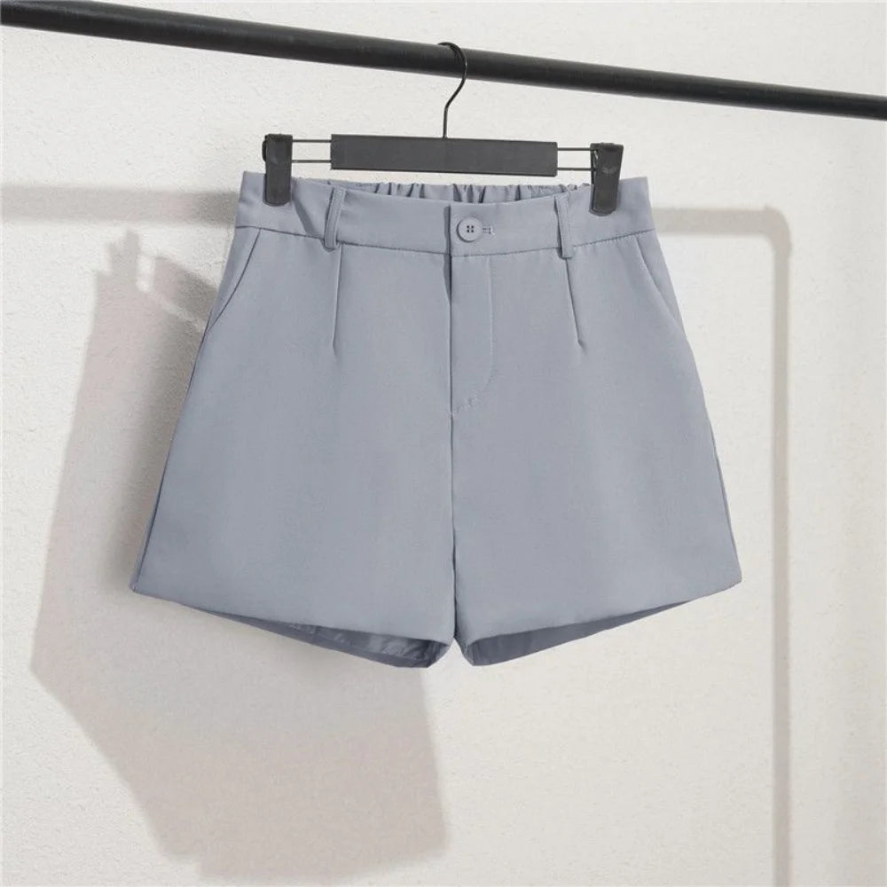 Solid Casual Elegant Trendy OL Office Lady Short Women's Pants Korean Sweet Fashion Elastic Waist Basic All-match Loose Shorts