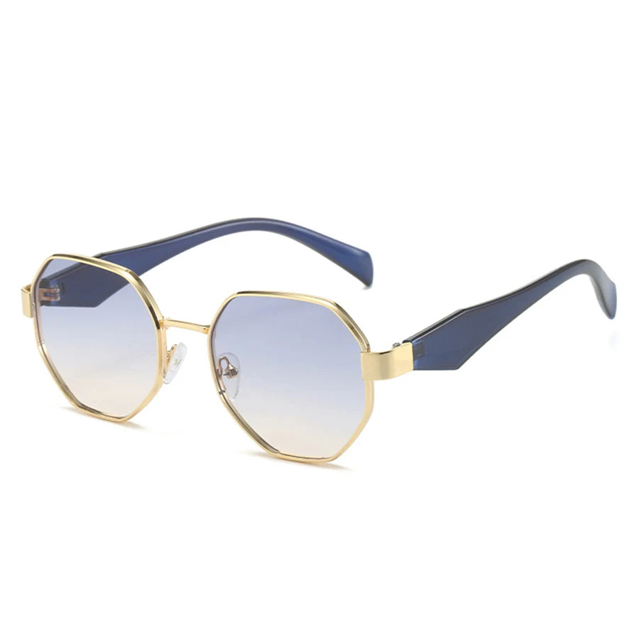 Nouvelles lunettes de soleil rétro pour femmes, monture métallique polygonale, lunettes de soleil pour hommes, marque de luxe, lunettes de soleil décoratives, Uv400