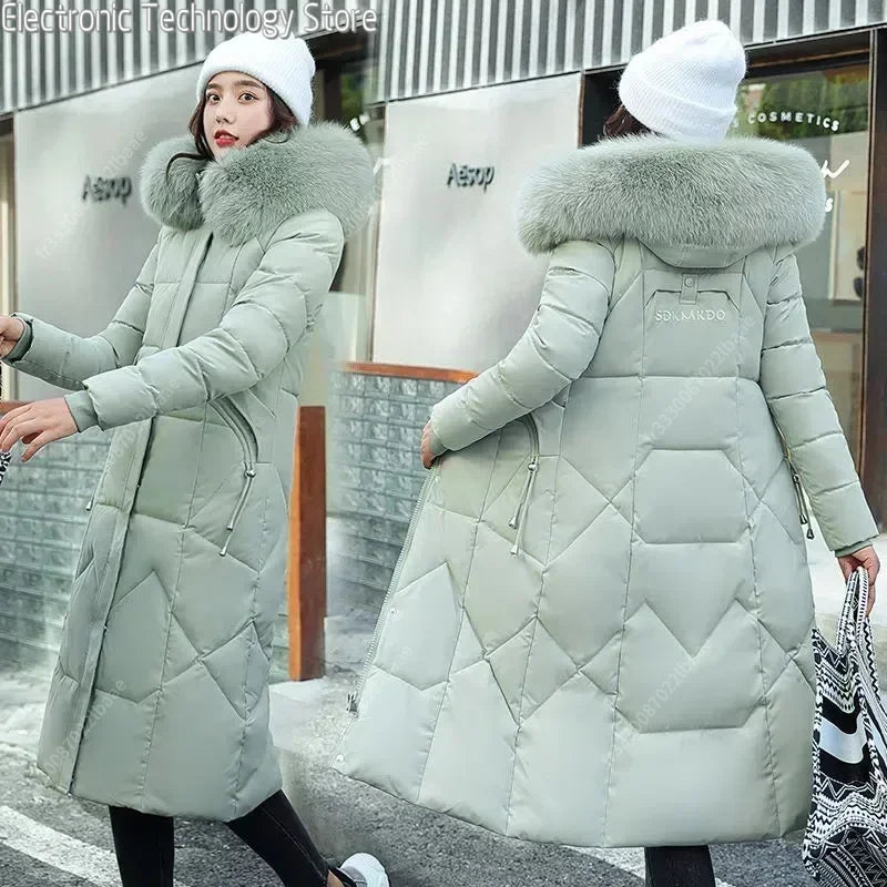 Nouveau Manteau De Neige Parkas Veste D'hiver Femmes À Capuche Col De Fourrure Parka Épais Chaud Femmes Vestes Étudiant Manteaux Femmes Vêtements