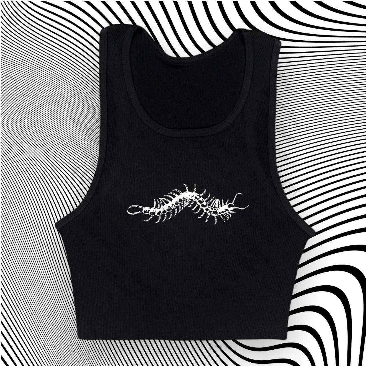 Summer y2k Printing Women Trash Centipede Vest Top women Short Crop Top Aesthetic punk Streetwear Female Tops Goth Corset tvest