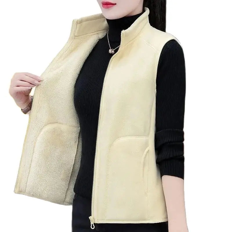 Automne Hiver Femmes Double Face Gilet Manteau Nouvelle Sans Manches Veste Courte Femmes Chaud Manteau De Base Femme Gilet Hauts Vêtements