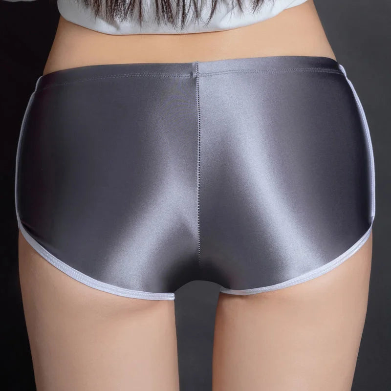 Summer Spring Glossy Women Shorts Elastic Briefs Underpant Women Boxer Panties