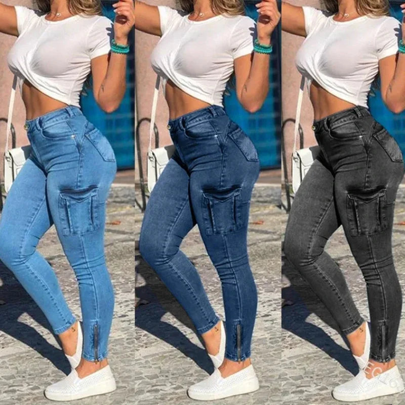 Women Leggings Jeans Work Elastic 2024 Pants High Waist Bodycon Peach Hip Slim Shaping Jeans Pencil Denim Trousers Casual