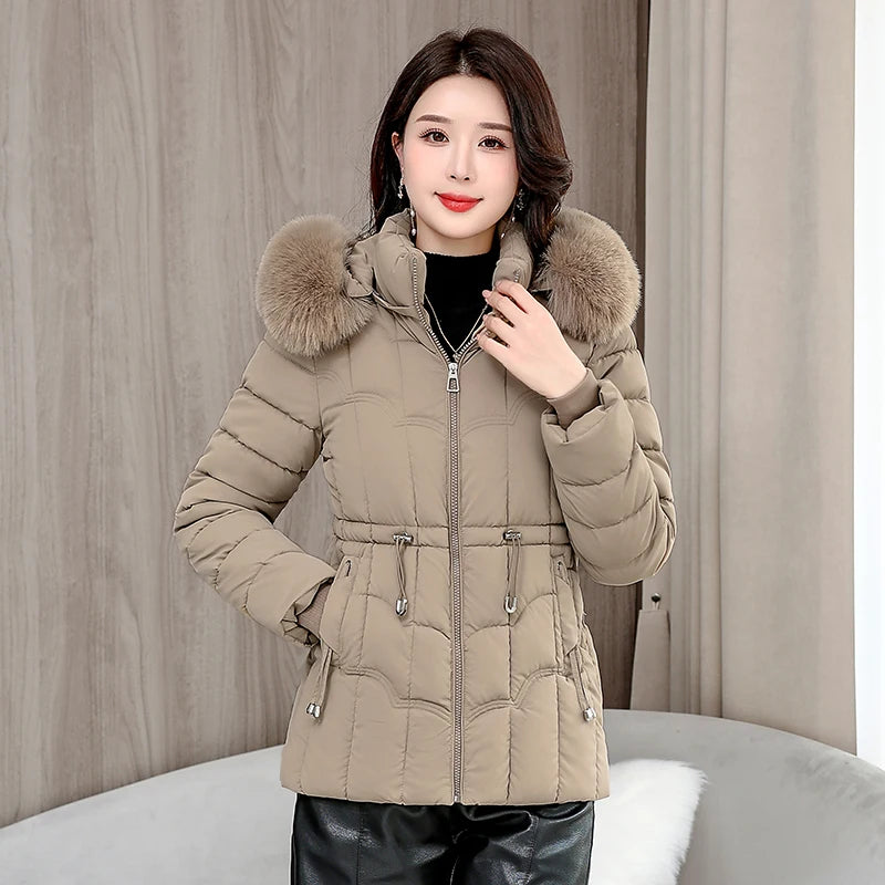 Nouvelle Doudoune Femme Parkas Mode Haute Qualité Chaud Coton Rembourré Manteau Dames Manteau Court À Capuche Survêtements Hauts