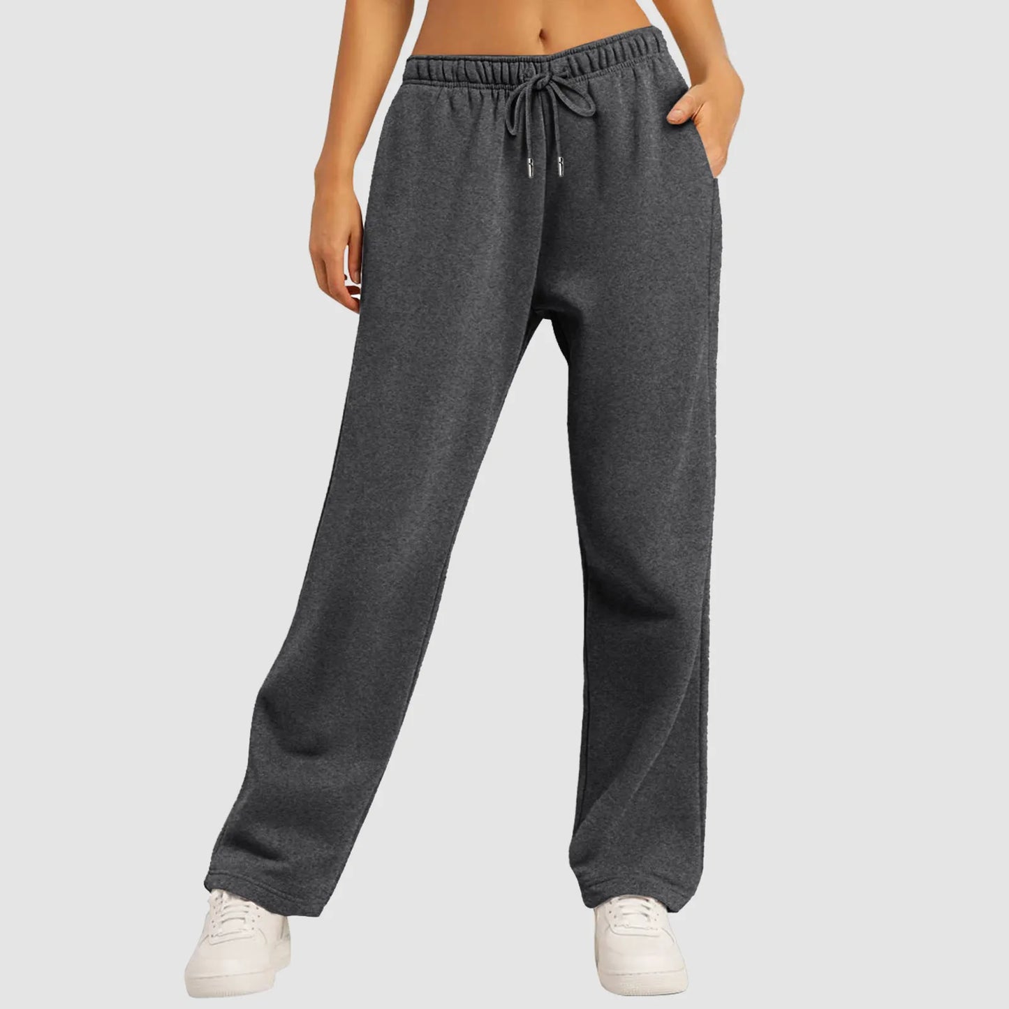 Sweatpants For Women’S Fleece Lined Straight Pants Bottom All-Math Fitness Joggers Travel Basic Wide Leg Pants Trousers Pantalon