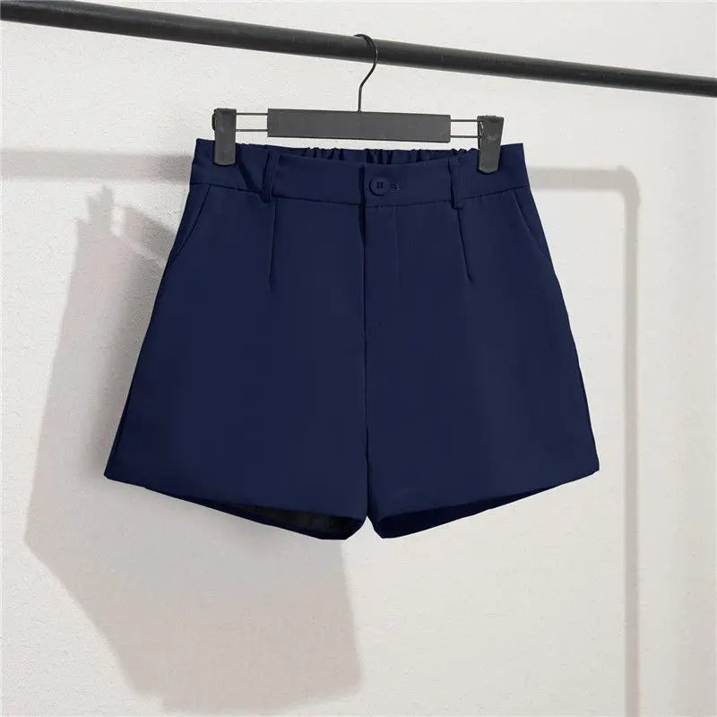 Solid Casual Elegant Trendy OL Office Lady Short Women's Pants Korean Sweet Fashion Elastic Waist Basic All-match Loose Shorts