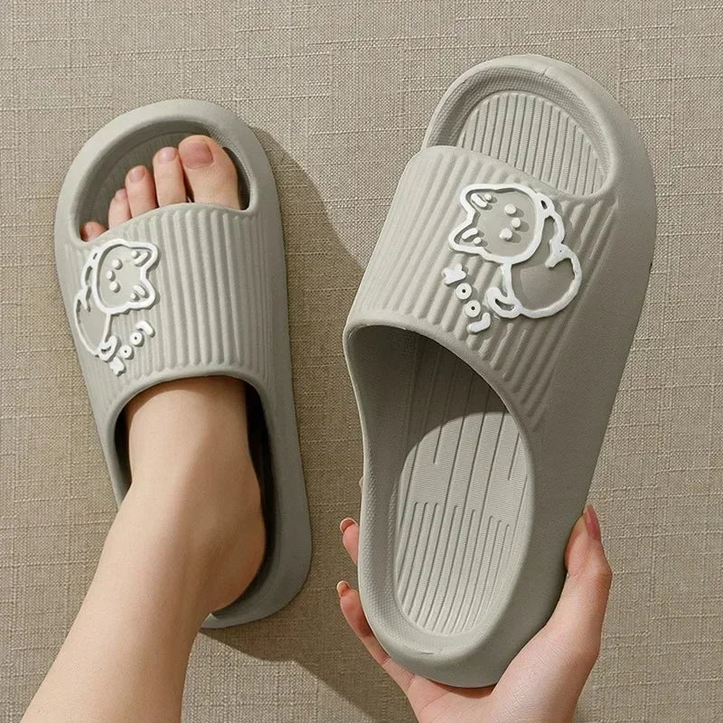 Women Soft Sole House Slippers 2024 Summer Beach Thick Platform Slipper Sandals Women Korean Eva Slippers Couple Home Flip Flop