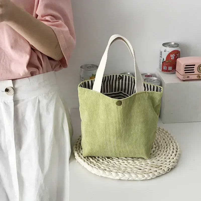 Women Corduroy Tote Bag Corduroy Bags Women's Shoulder Purses Reusable Grocery Shoulder Bag for Office School Shopping Travel