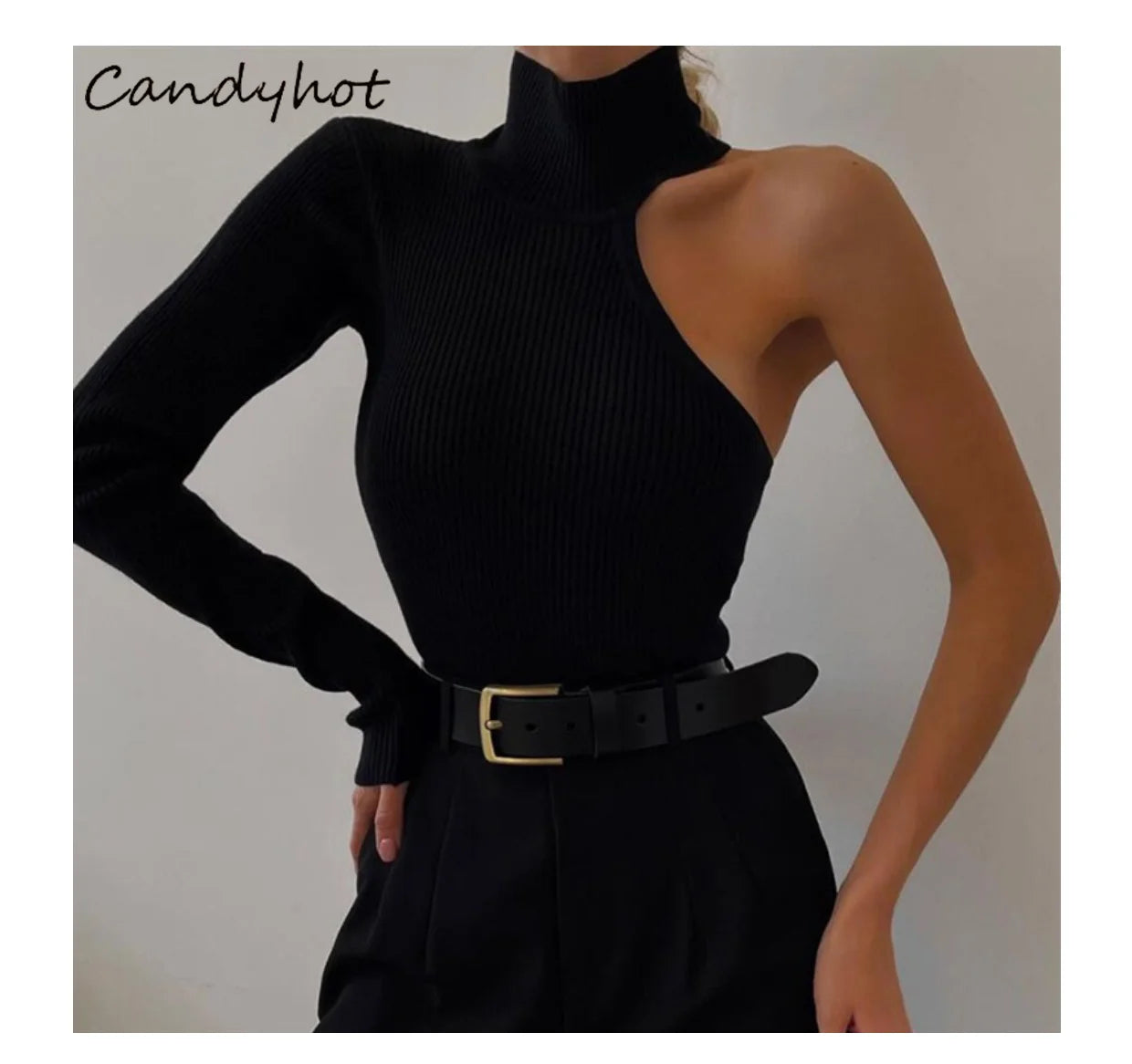 Candyhot Body sexy à épaule unique pour femme, élégant, Y2K, manches longues irrégulières, hauts skinny, mode d'été, streetwear