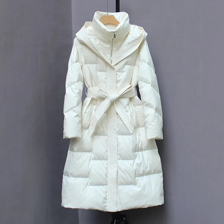 Manteaux d'hiver à capuche au-dessus du genou pour femmes, Parka imperméable épaisse et chaude à manches longues en coton rembourré, nouvelle collection 2025