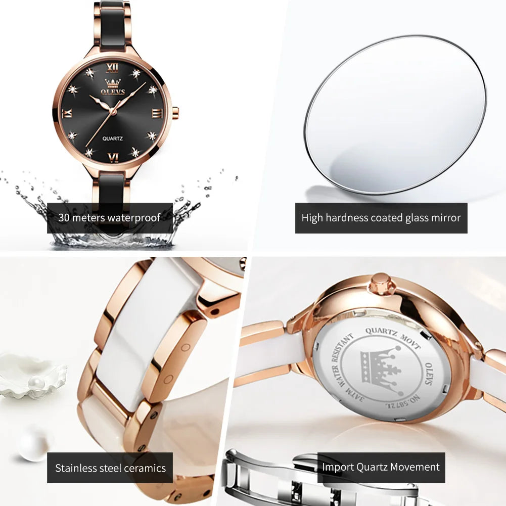 OLEVS 5872 Luxury Top Brand Watch For Women Waterproof Luminous Original Quartz Ladies Wristwatch Fashion Women's Watches