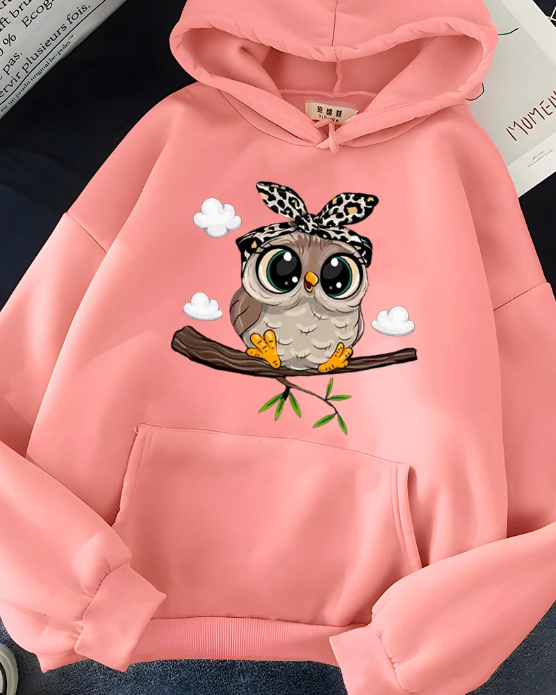 Hirsionsan Kawaii Cartoon Print Hoodies Women Oversized Sportwear Female Sweatshirt Cute Graphic Fleece Ladies Clothes 2023 New