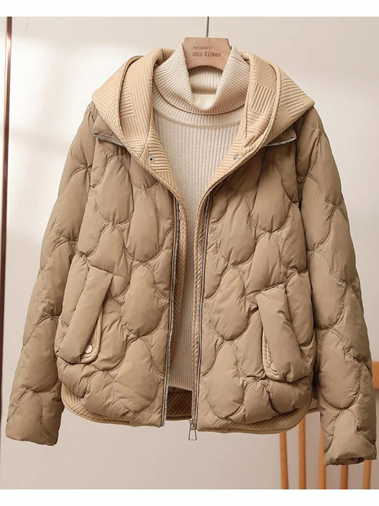 Fitshinling Fashion Nouveau Manteau Parkas Chaud Vêtements D'extérieur Femmes Vêtements Faux Deux Pièces Coton Rembourré Veste D'hiver Matelassée Femme