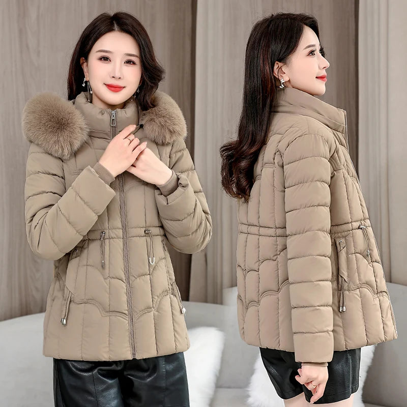 Nouvelle Doudoune Femme Parkas Mode Haute Qualité Chaud Coton Rembourré Manteau Dames Manteau Court À Capuche Survêtements Hauts