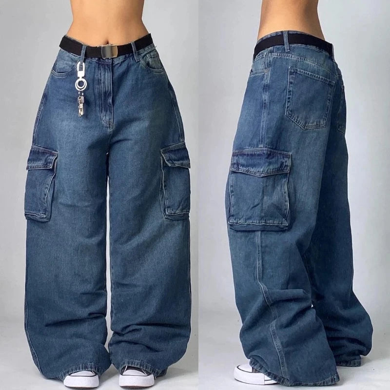 Streetwear Fashion New Pure Black Washed Baggy Jeans Men And Women Y2K Harajuku Casual Gothic High Waist Wide Leg Trousers