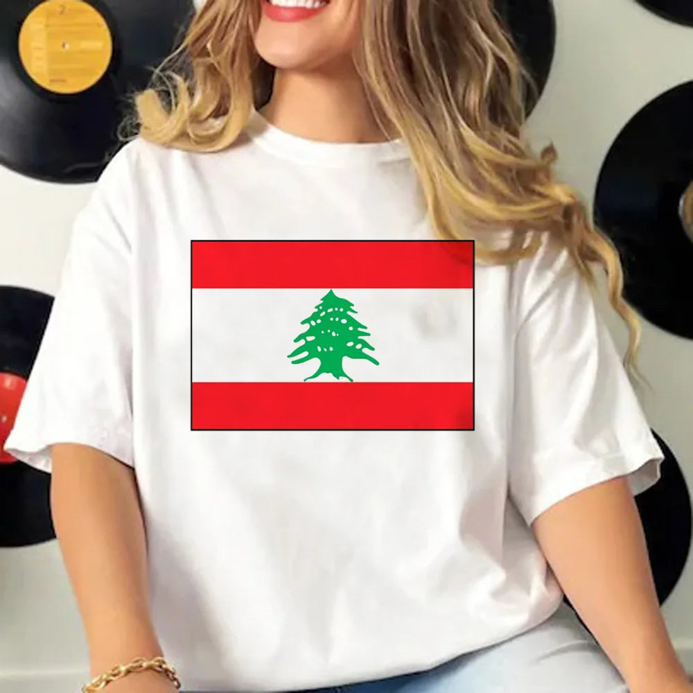 Lebanon tshirt women Y2K graphic pattern t shirt female anime clothes