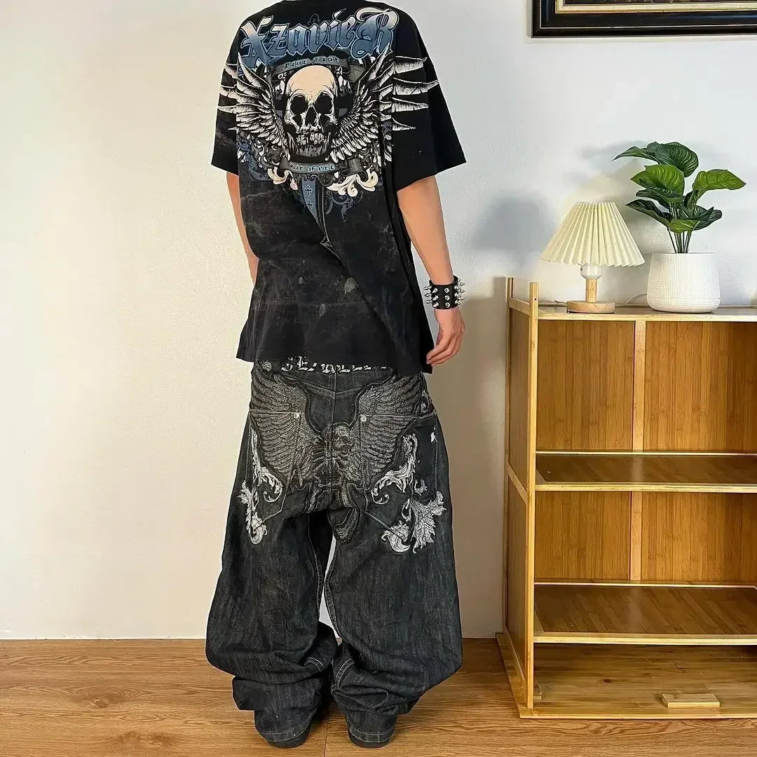 Woman Jeans Cargo Pants Women Clothing Y2k Baggy Harajuku Retro Hip Hop Embroidery Trousers Streetwear Ladies for Women