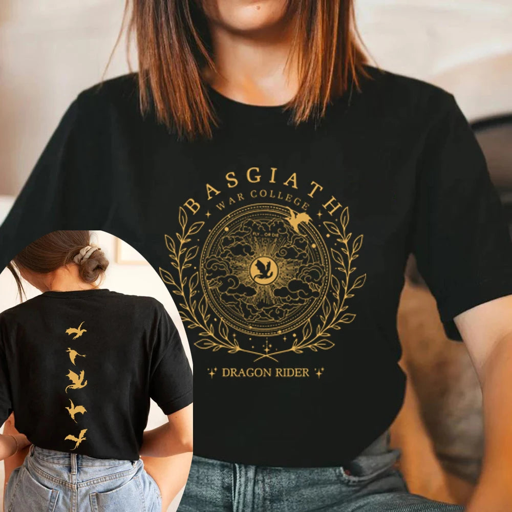 T-shirt recto verso Basgiath War College T-shirt de marchandise Fourth Wing T-shirt Bookish T-shirt graphique à manches courtes pour femmes Haut streetwear