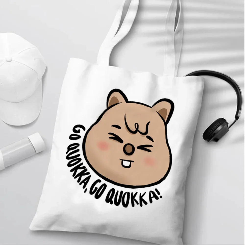 quokka shopping bag grocery cotton handbag shopping shopper bag reciclaje sac cabas woven fabric sac toile